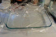 plastic wrap in a pan