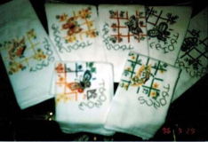 embroidery, butterfly dishtowels, 1996