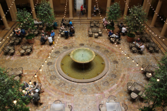 THE PROVISO and LION’S SHARE: Rozzelle Court, where people mingle and eat at Fen’s fundraiser, Eric’s gubernatorial fundraiser, and Giselle’s and Bryce’s “wedding.”