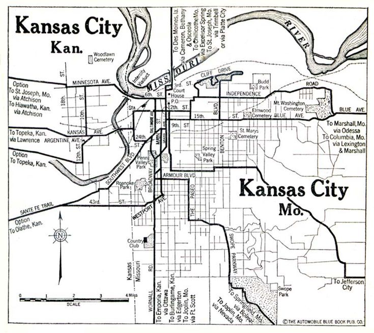 A map of Kansas City, Missouri in 1920