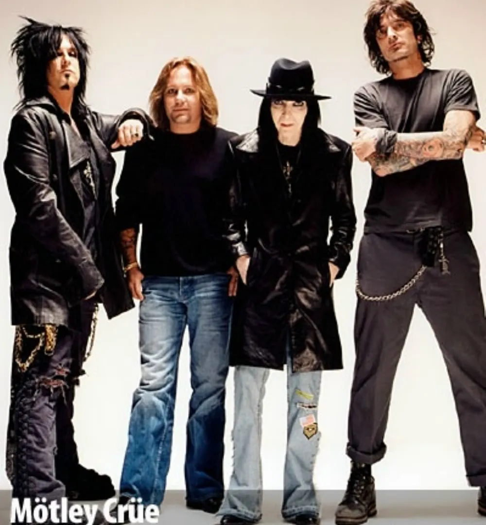 Members of Mötley Crüe, left to right: Nikki Sixx, Vince Neil, Mick Mars, Tommy Lee