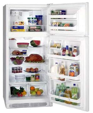 An open refrigerator with food in it.