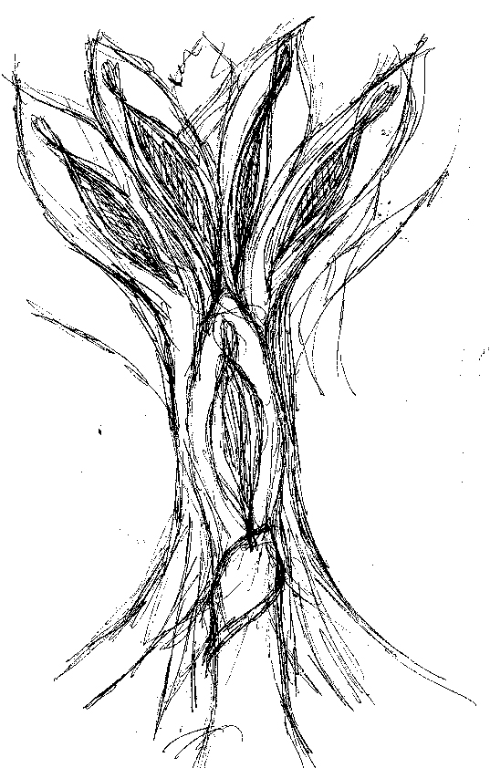 A drawing I did of a tree with a hole that looks like a vagina with a penis going into it.