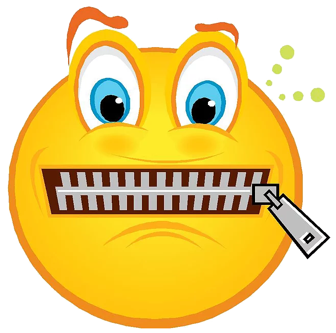 Emoji with a zipper for lips.