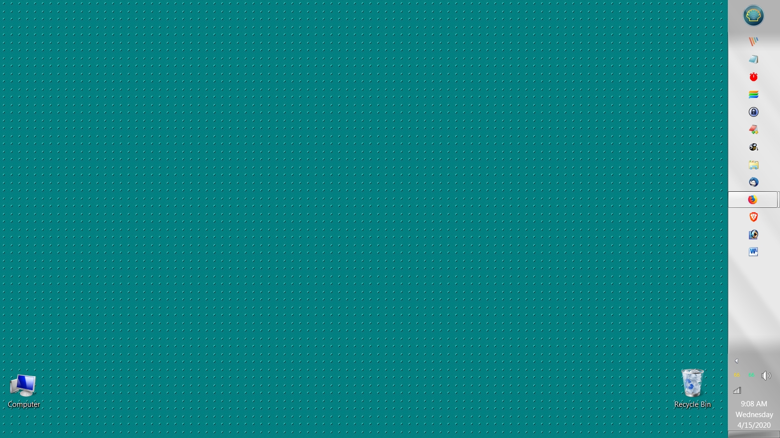 A screenshot of a mostly clear desktop (Win 3.x green rivets background, task bar on the right), dated 04/15/2020.