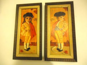 big-eyed MCM art baby matadors ~1960s, artist unknown